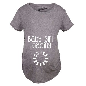 Maternity Baby Girl Loading T shirt Funny Pregnancy Announcement Reveal Cool Tee - Crazy Dog Maternity T Shirt - 1 of 4