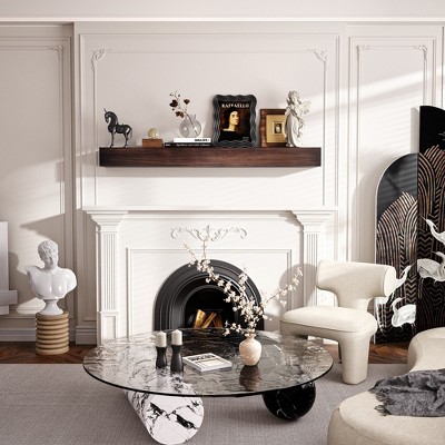 Traditional Farmhouse Dark Chocolate Cap-Shelf Mantel