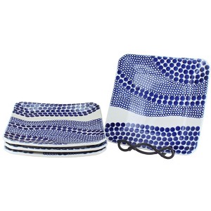 Blue Rose Polish Pottery 2040-4 Zaklady Sq Dessert Plate Set - 1 of 1