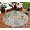 Teal Blue And Green Floral Washable Indoor Outdoor Area Rug - 2 of 4