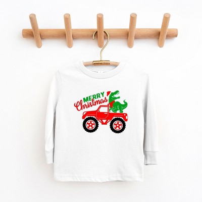The Juniper Shop Christmas Dino Truck Youth Long Sleeve Tee