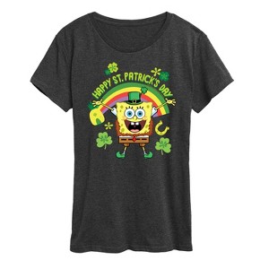 Women's - SpongeBob Squarepants - Spongebob Happy St Patricks Day Short Sleeve Graphic T-Shirt - 1 of 4
