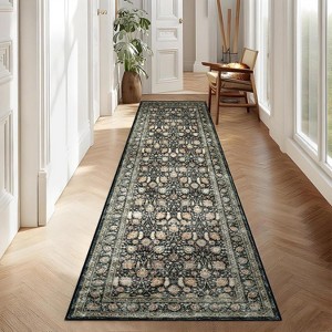 TackView Vintage Floral Area Rug, Machine Washable Boho, Soft Low-Pile Carpet, Non Slip Floral Rug, Ultra-Thin Traditional Carpet - 1 of 4