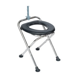 Flash Furniture Medical Grade Folding Travel Toilet with Cushioned Seat and Non-Slip Feet-SIL/BK - 1 of 4