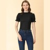 Allegra K Women's Puff Sleeve Mock Neck Ruffle Trim Blouse - 2 of 4
