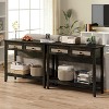 Heynemo Rattan Console Table with Widened Tabletop & 2 Drawers, Sofa Table with Storage Shelf, for Living Room, Hallway, Entrywayish - 3 of 4
