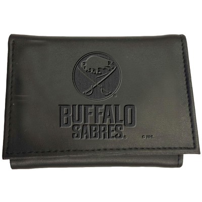 Evergreen NHL Buffalo Sabres Black Leather Trifold Wallet Officially Licensed with Gift Box