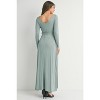 Hello Miz Women's Long Sleeve V Neck Tie Waist Maternity Maxi Dress - 3 of 4