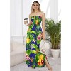 HAPPY BAY Women's House Daily Routine Evening Wear Vacation Flowy Dress Casual Maxi Strapless Dresses Tube Dress One Size Blue, Floral - 2 of 4