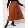 Plus Size Pleated Skirt Women's Plus Size Skirt Elastic Waist Boho Skirts Plus Size Midi Skirts for Curvy Women with Pockets (Black&White,2XL) - 2 of 4