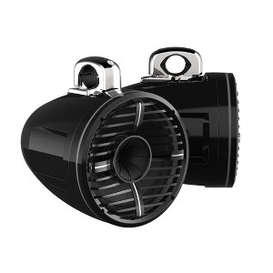 Wet Sounds REV 10 HD 10" Horn Loaded Compression Driver Tower Speakers with XW Grills & Stainless Fixed Clamps, 300 Watts RMS, Black, Pair - 1 of 4
