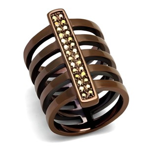 Slickblue Women's Ring, Wide Band with Vertical Synthetic Crystal Bar, Layered Look, IP Coffee Finish, Sizes 5–10 - 1 of 4