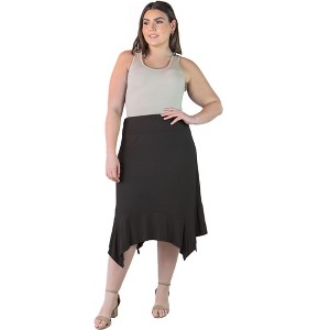 Plus Size Knee-Length Elastic Waistband And A Handkerchief Hemline Skirt - 1 of 4