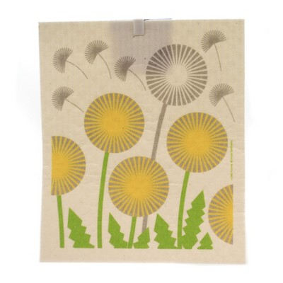 Swedish Dish Cloth 8.0" Dandelions Yellow Weeds  -  Dish Cloth