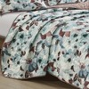 Home Mart Goods 3 Piece Blue & Brown Floral Reversible Quilt Coverlet Bedspread Bedding Set - 4 of 4