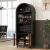 Hrinhom 71"H Display Cabinet,Arched Wine Bar Cabinet with Wine Rack and Wine Glass Holder - 3 of 4