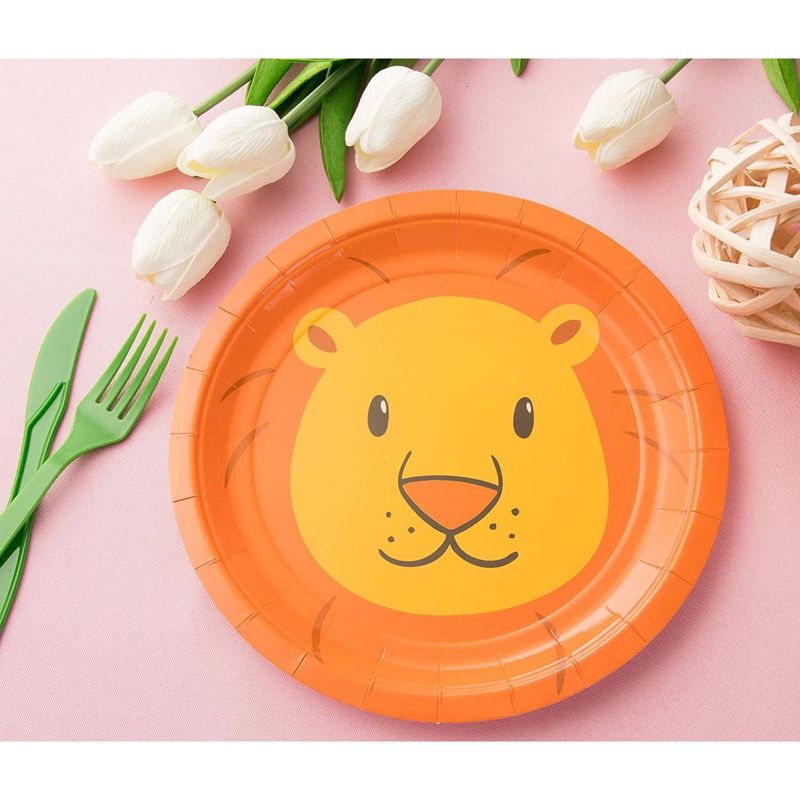 Blue Panda Animal Party Supplies - Serves 24 Zoo Jungle Theme for Birthday & Baby Shower, Includes Paper Plates, Napkin, Cups, Cutlery, 3 of 8