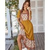 Women's Summer Boho Floral Print Dress Vintage Square Neck Ruffle Swing Flowy Beach Long Maxi Dress - 4 of 4