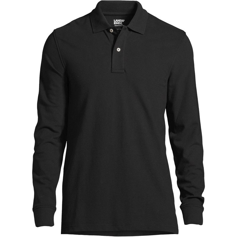 Lands' End Men's Comfort First Long Sleeve Solid Mesh Polo, 2 of 3