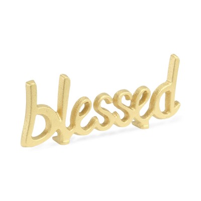 Cheung's Roven Gold Cast Iron Calligraphic Blessed Table Decor