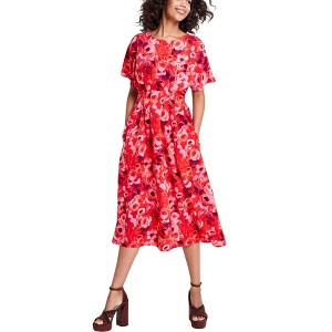 Kensie Womens Floral Print Pintucked Flounce Dress - 1 of 1