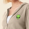 Dalix Alien Embroidered Fleece Cropped Zip Hoodie Cold Fall Winter Womens - 4 of 4