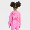 Toddler Girls' Fleece Crewneck Sweatshirt - Cat & Jack™ Pink - image 3 of 4