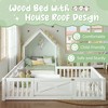 Sapphtopaz Wooden House Floor Bed Frame for Kids with Roof & Guardrails Double Platform Bed for Kids Bedroom, Playroom, Nursery - 3 of 4