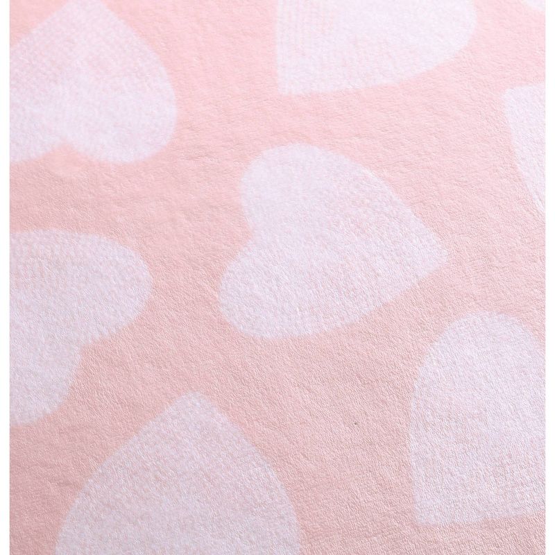50&#34;x70&#34; Dotted Heart Plush Reversible Throw Blanket Pink - Betseyville, 5 of 8