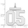Black Bow Jewelry Sterling Silver, Athletic Collection, Large Polished Number 05 Pendant - 2 of 3