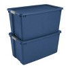Racxily Extra Large Storage Bin, Plastic Storage Container with Latch Lid & Wheels, Blue - 2 of 4