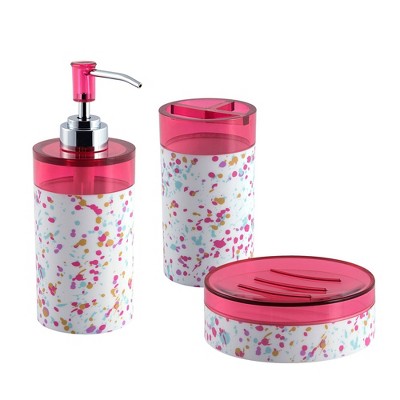 3pc Confetti Bath Set with Tumbler Pink - Allure Home Creations