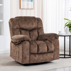 Velvet Swivel Rocking Recliner Chair with Massage, Heating, USB Port, and Cup Holders - 1 of 4