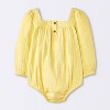 Baby Girls' Bow Romper - Cloud Island™ Yellow - 2 of 4