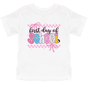 The Juniper Shop First Day Of School Checker Border Toddler Short Sleeve Tee - 1 of 4