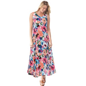 Woman Within Women's Plus Size Sleeveless Crinkle Dress - 1 of 4