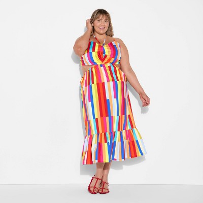 Pride Adult Rainbow Midi Cutout Dress