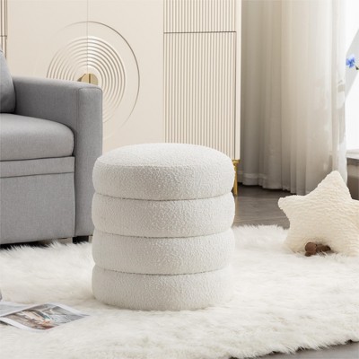 GDFStudio Marcus 17" Wood Channel Tufted Velvet/Boucle Ottoman