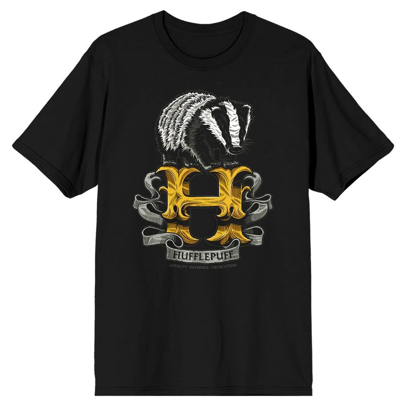 Harry Potter Hufflepuff Badger Men's Black T-shirt, 1 of 4