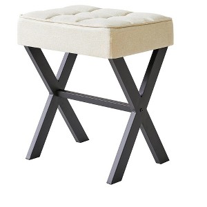 Itopfox Square Makeup Stool with X-Leg Foot Rest, Linen Ottoman Seat, Multi-Use as Small Side Table for Bedroom, Living Room - 1 of 4