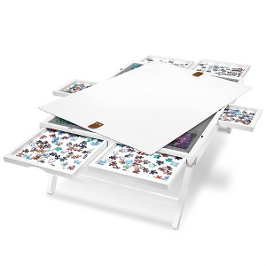 Jumbl 1000-Piece Puzzle Board - 23 x 31" Wooden Puzzle Table with Felt Surface & 6 Drawers - 1 of 4