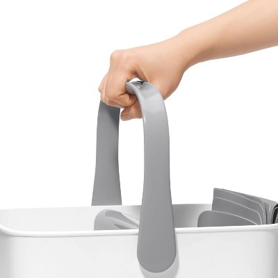 Gray and White Portable Diaper Caddy with Changing Mat