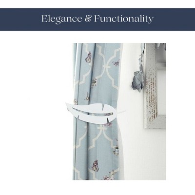 White Metal Feather Magnetic Curtain Tieback