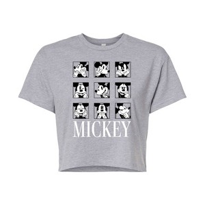 Women's - Disney - Mickey Expressions Cropped Graphic T-Shirt - 1 of 4