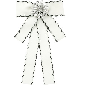 INSPIRE CHIC Women's Ribbon Bowknot Pins Brooch Big Rhinestone Bow Tie Clips with Trim for Shirts - 1 of 4