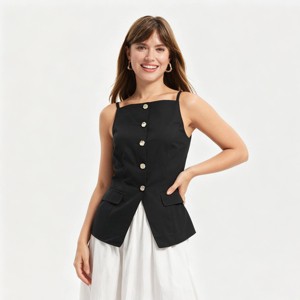 mbt⭐︎Design Button Vest Women's Button-Front Vest - A New Day™ Black S : Target