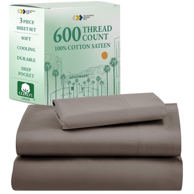 5-Star Luxury Sheet Set | 600 Thread Count 100% Cotton Sateen | Soft & Crisp Bed Sheets with Deep Pockets by California Design Den