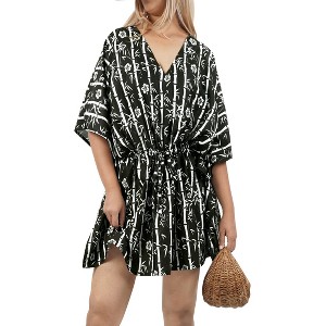 LA LEELA Women's Beachwear Swimsuit Coverups for Women Summer Swim Beach Dress Cover Ups for Swimwear Loungewear African Plus Size Party Bathing Suit - 1 of 4