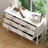 FUFU&GAGA 6 Drawer White Horizontal Dresser with Bottom Open Shelf Living Room Storage Cabinet - 3 of 4