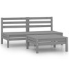 vidaXL Gray Patio Lounge Set, 3-Piece Solid Pinewood Construction, Rustic Charm, Flexible Modular Design, Outdoor Furniture, Requires Assembly - 2 of 4